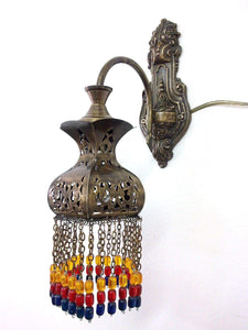 BR387 Antique Moroccan Style Color Beads Arm Wall Decor Sconce