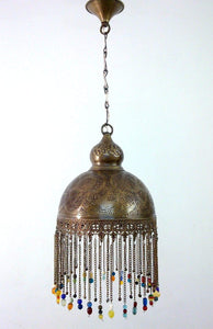 BR386 Handcrafted Beaded Moroccan Mosaic Hanging Brass Lampshade