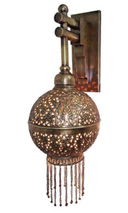 BR359 Unique Handmade Brass Ball Wall Mount Moroccan Ball Sconce