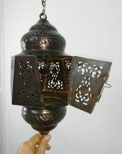 Load image into Gallery viewer, BR442 Moroccan/Egyptian Antique Style Handmade Tin Hanging LED Lamp/Lantern