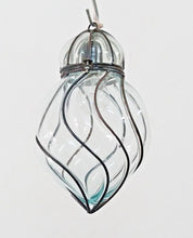 Load image into Gallery viewer, B277 Mouth-Blown Clear Glass Spiral Wrought Iron Hanging Lamp