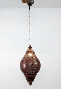 B265 Antique Maroon Tin Mosaic Moroccan Home Decor Night Hanging Lamp
