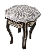 Load image into Gallery viewer, W156 Mother of Pearl Moroccan Corner Wood Octagonal Table Brown End Coffee