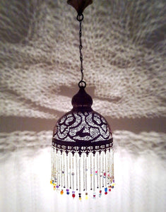 BR386 Handcrafted Beaded Moroccan Mosaic Hanging Brass Lampshade
