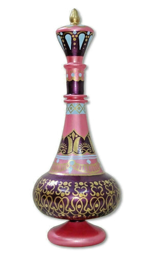 LJ448 Hand Painted Mouth-Blown Glass Reunion Blue Pink Jeanie Genie Bottle