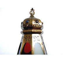 Load image into Gallery viewer, BR358 Vintage Reproduction Octagonal Moroccan / Egyptian Art Brass Hanging Lamp