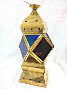 B202 Stylish Egyptian Square Ramadan Brass Lantern/Candle Holder
