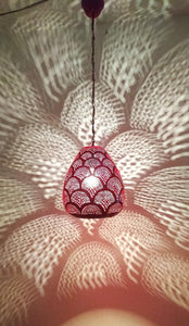 B270 Tin Mosaic Globe Moroccan Lampshade Hanging Lamp Red/Pink/Purple