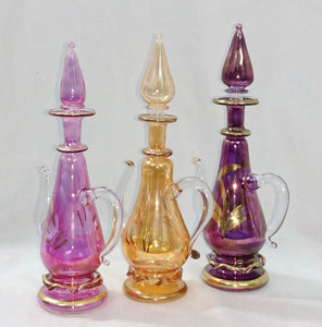 LW11 Pyrex Pitcher Purple Amber Glass Egyptian Mouth-Blown Perfume Bottle LOT