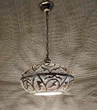 Load image into Gallery viewer, BR417 Round Pie Tin Moroccan Silver Lampshade Hanging Lamp