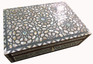 J80R XXL Mother of Pearl Mosaic Chest Egyptian Rectangular Jewelry Box