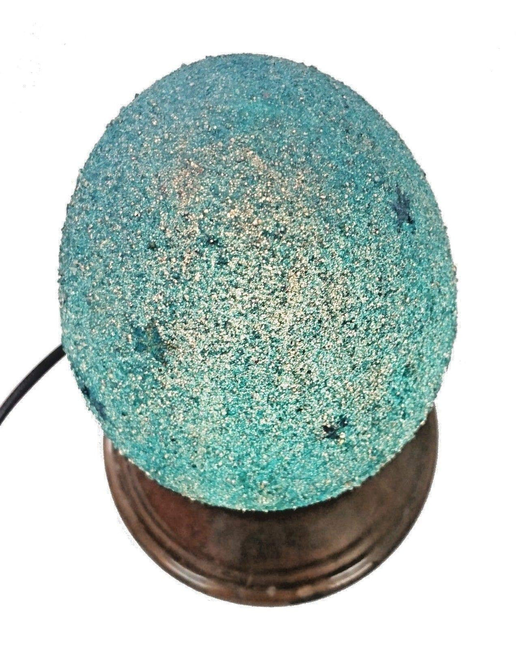 B75T New Raw Stone Texture Glass Egg Turquoise Cyan Desk/Table Lamp Tin Base