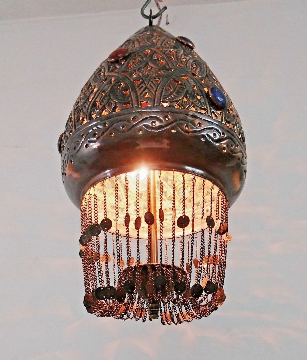 BR413 Oriental Jeweled Pendant Art Moroccan Globe Lampshade Chandelier