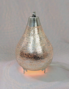 BM14 Silver Plated Moroccan Living Room Home Decor Filigrain Night Table Lamp