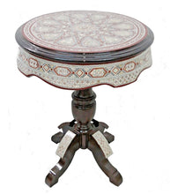 Load image into Gallery viewer, W147 Large Tall Round Mother of Pearl Inlay Beech Wood End Side Oriental Table