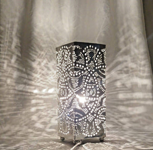 BM13 Handmade Silver Plated Tin Square Filigrain LED Table/Floor Lamp