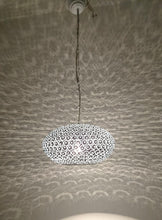 Load image into Gallery viewer, B260S Round Pie Tin Moroccan Silver Lampshade Hanging Lamp Peacock Tail Shadow