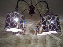 Load image into Gallery viewer, BR44 Vintage Reproduction Egyptian Jeweled Spider Brass Chandelier