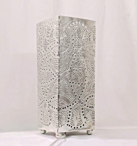BM13 Handmade Silver Plated Tin Square Filigrain LED Table/Floor Lamp