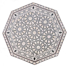 Load image into Gallery viewer, W155 BR Mother of Pearl Moroccan Corner Wood Octagonal Table Brown End Coffee