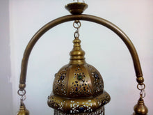 Load image into Gallery viewer, BR349 Vintage Reproduction Arc Beaded Pendant Brass Chandelier