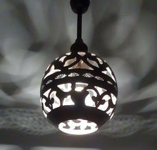 Load image into Gallery viewer, BR252 Handmade Vintage Brass Hanging Globe Lampshade Open Pattern