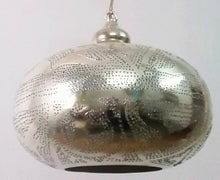 Load image into Gallery viewer, BR417R Round Pie Tin Moroccan Silver Lampshade LED Hanging Lamp