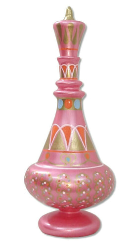 LJ488 Hand Painted Mouth-Blown Glass Second Season Pink Ruby Jeannie Genie Bottle