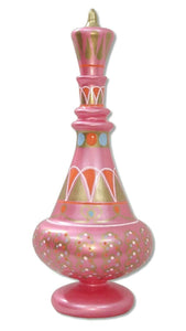 LJ488 Hand Painted Mouth-Blown Glass Second Season Pink Ruby Jeannie Genie Bottle