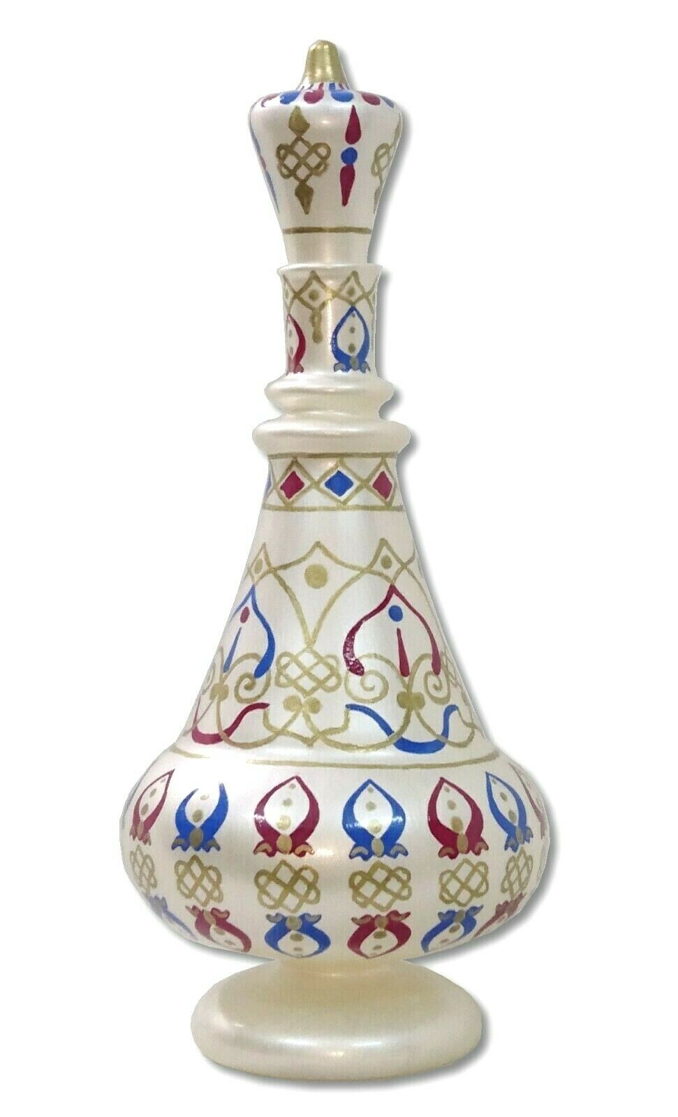 LJ489 I Dream of Jeannie Hand Painted Mouth-Blown Glass Oxidized Ivory Bottle