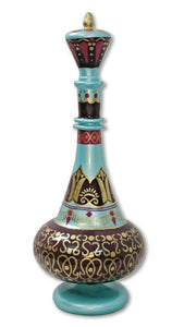 LJ554 Dream Jeannie Genie Hand Painted Mouth-Blown Glass Reunion Turquoise Bottle