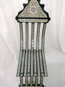 W154 Stunning Mother of Pearl Inlaid Folding Wood Black Chair