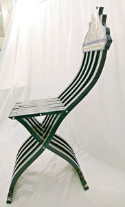 W154 Stunning Mother of Pearl Inlaid Folding Wood Black Chair