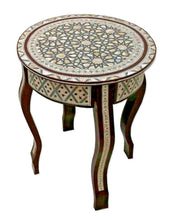 Load image into Gallery viewer, W162 BR Mother of Pearl Moroccan Corner Wood Round Table Brown End Coffee