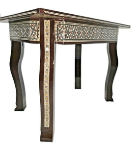 W164 Moroccan Handcraft Mother Pearl Large Rectangular Brown Coffee Side Table