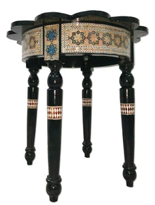 W165 Handmade Mother of Pearl Inlaid Art Egyptian Round/Rose End Side Table