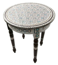 Load image into Gallery viewer, W170 Mother of Pearl Moroccan Corner Wood High Round Side Coffee Brown Table