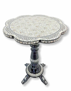 W76 Mother Of Pearl Handcrafted Inlay Art round Moroccan End Table