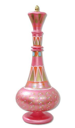 LJ520 Hand Painted Mouth-Blown Glass Second Season Pink Ruby Jeanie Genie Bottle