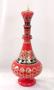 LJ498 I Dream of Jeannie Hand Painted MouthBlown Glass Reunion Red/Black Bottle